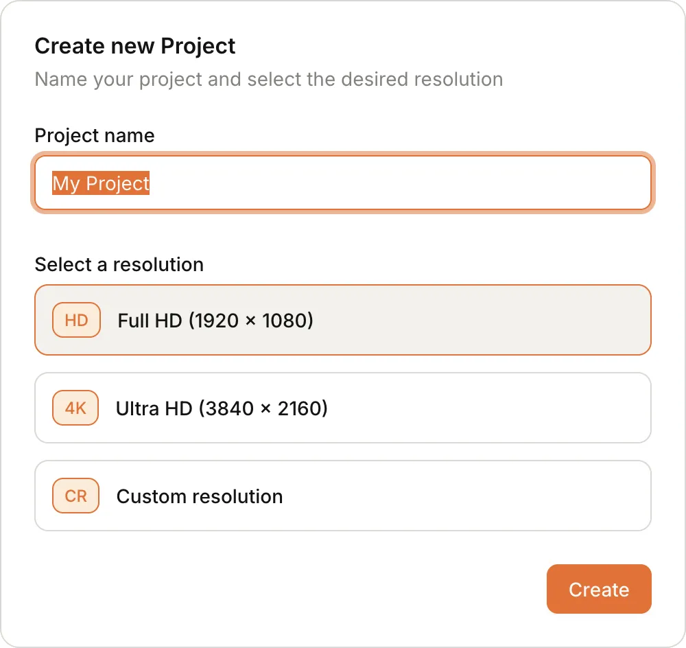 Create Project Dialog