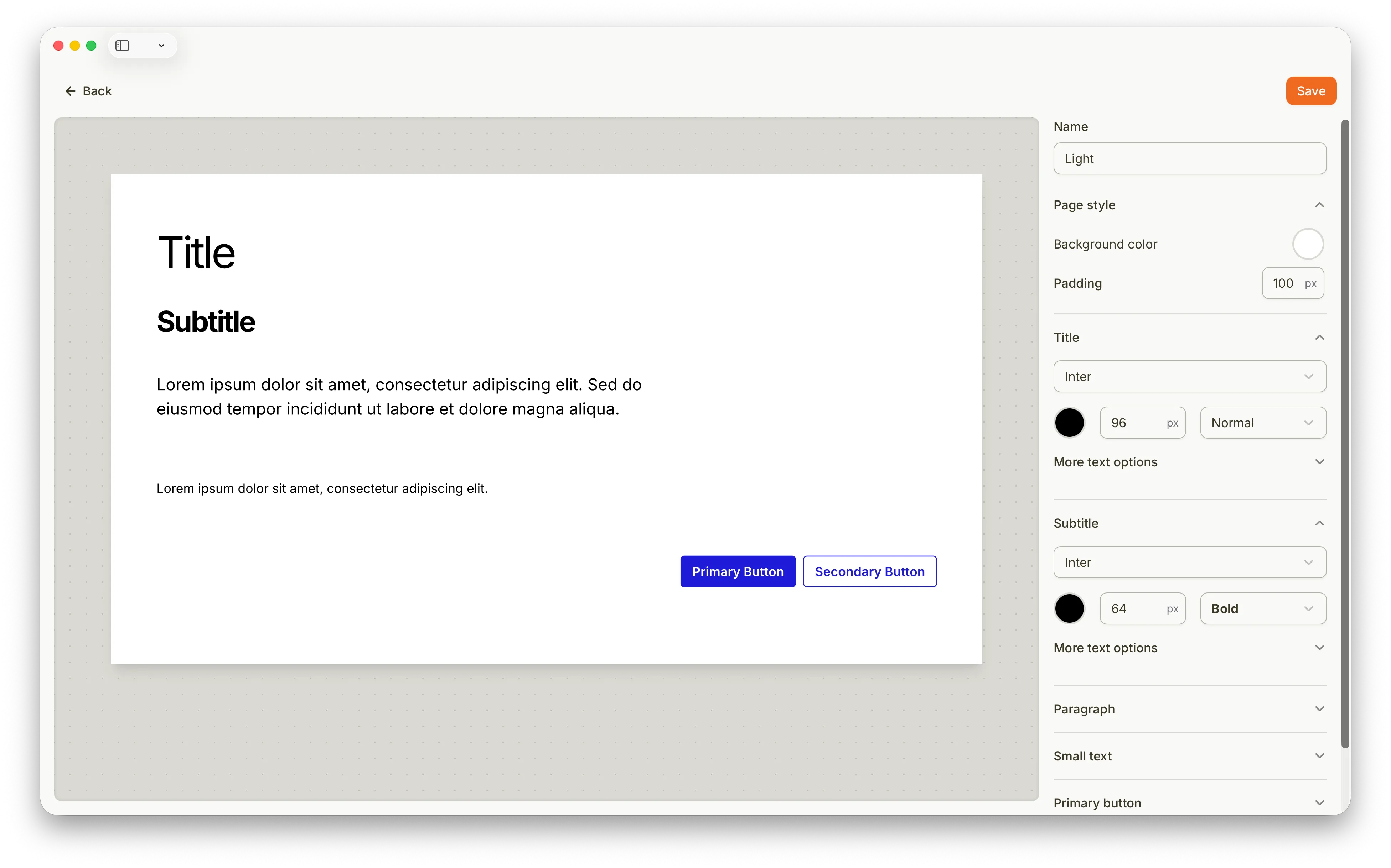 Customize Page Style
